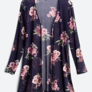 Alice Blue - Navy Blue and Pink Floral Sheer Sweater